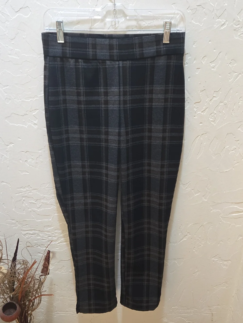 Christian Siriano Black, Brown, and Gray Plaid Trousers